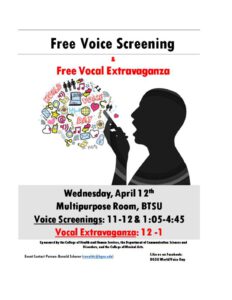 Voice Screenings and Vocal Extravaganza!